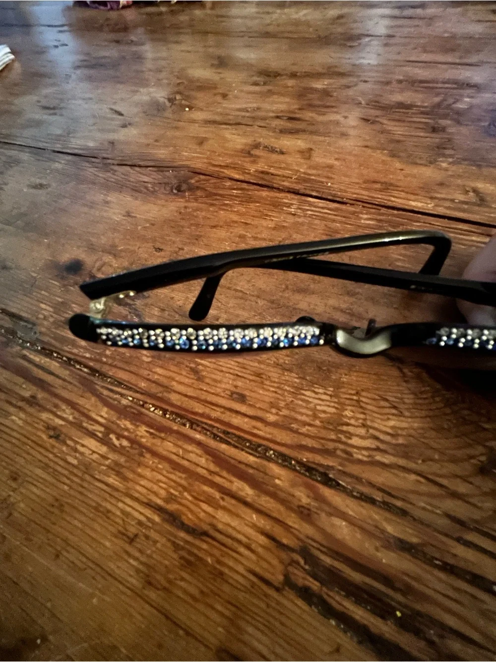 SWANK Black Glasses with Crystal Brow Accent